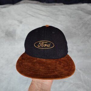 Vintage No Fear Ford Cars Strapback Hat Suede Brim Wool Blend Made In USA